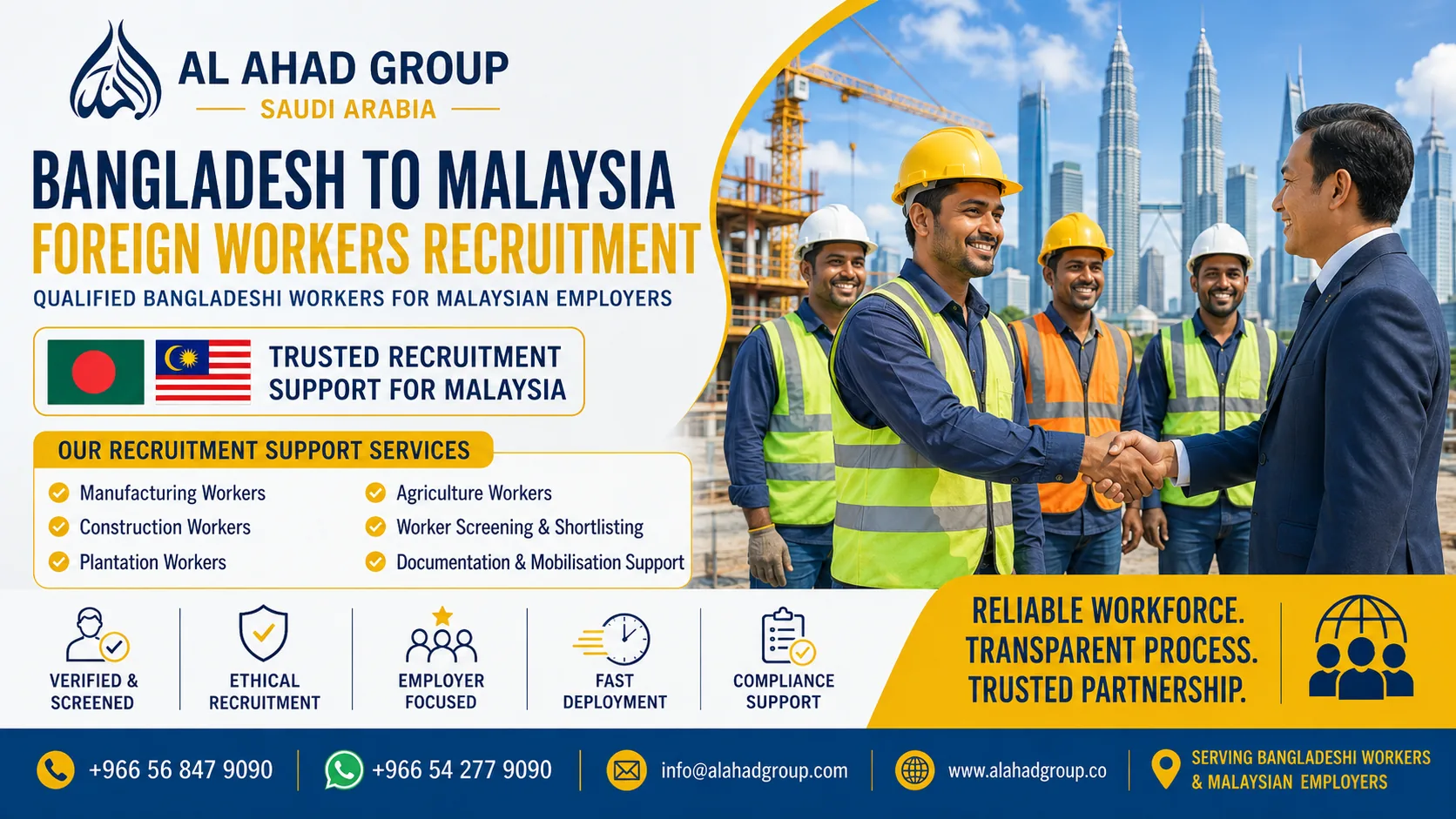 Bangladesh to Malaysia foreign workers recruitment Al Ahad Group graphic for Bangladesh to Malaysia foreign workers recruitment