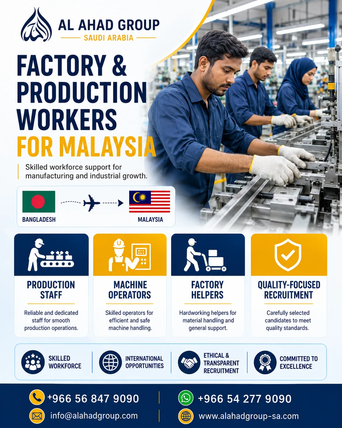 Al Ahad Group graphic for factory and production workers from Bangladesh for Malaysia