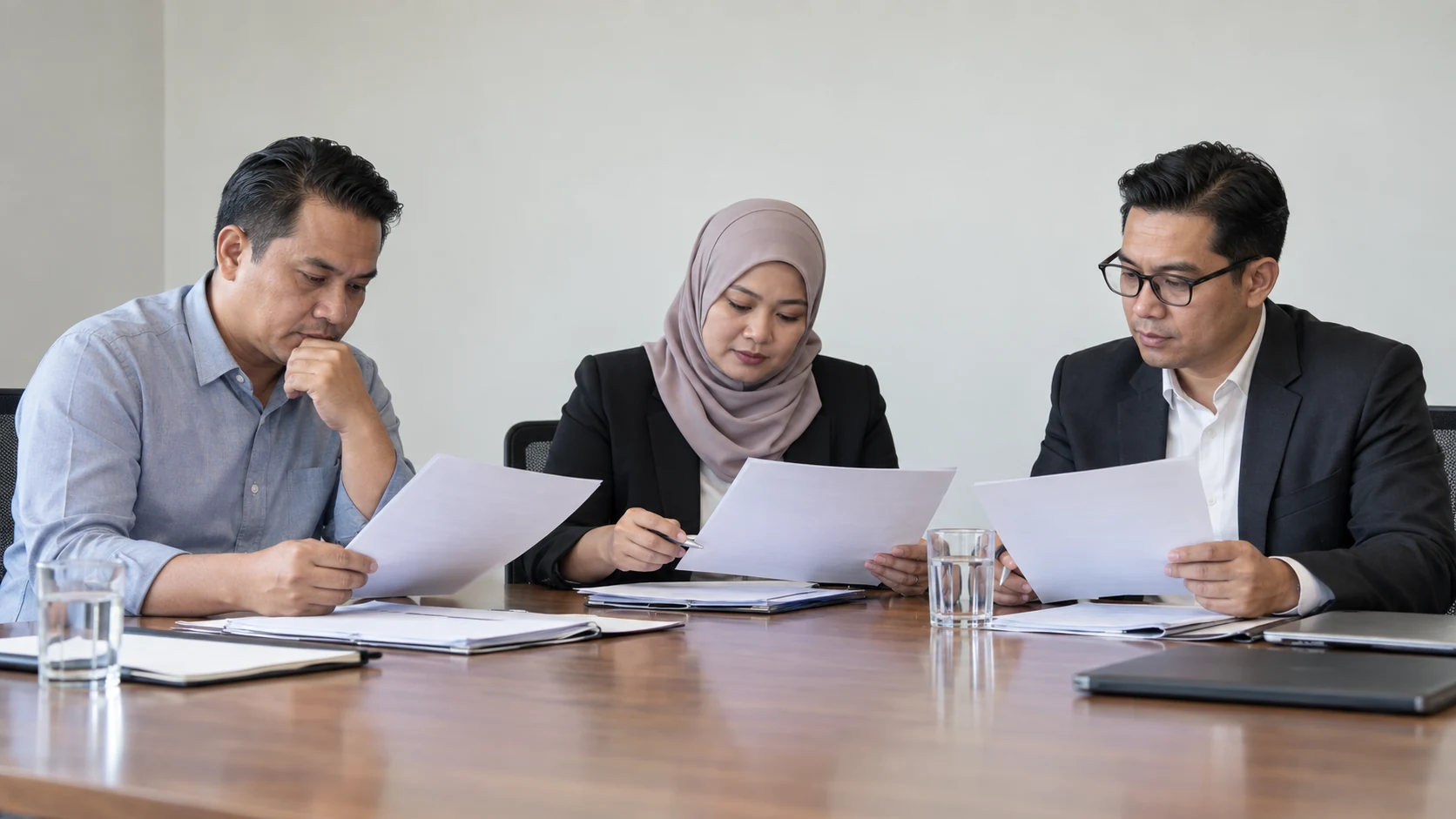 Malaysian employer panel reviewing worker selection evidence for recruitment from Bangladesh