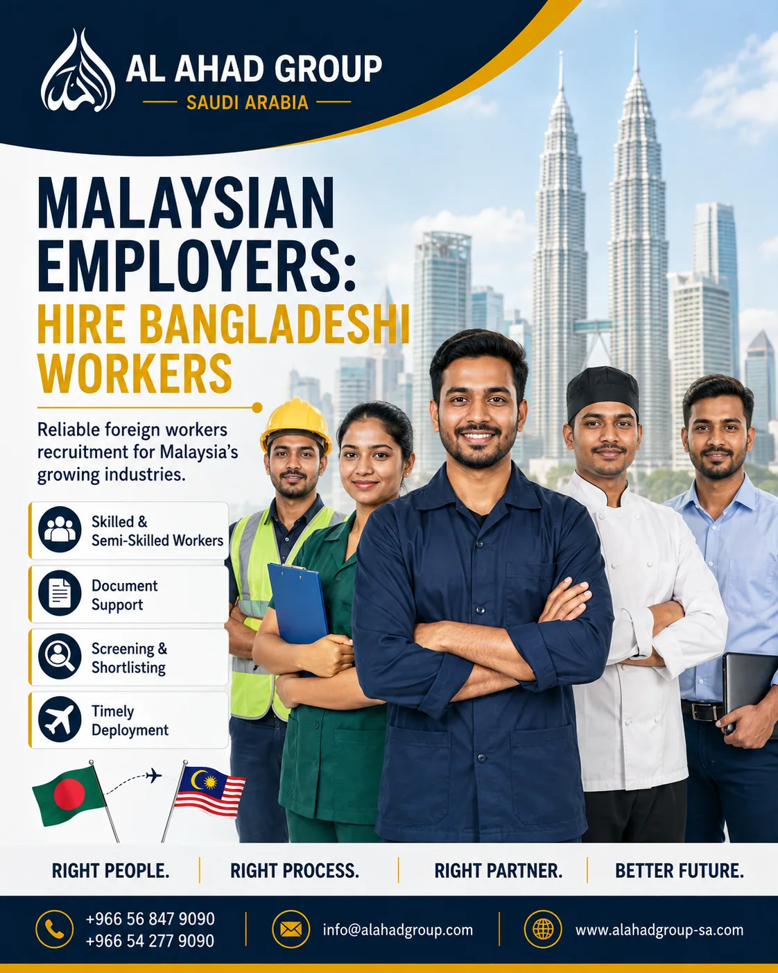 Al Ahad Group graphic for Malaysian employers hiring Bangladeshi workers