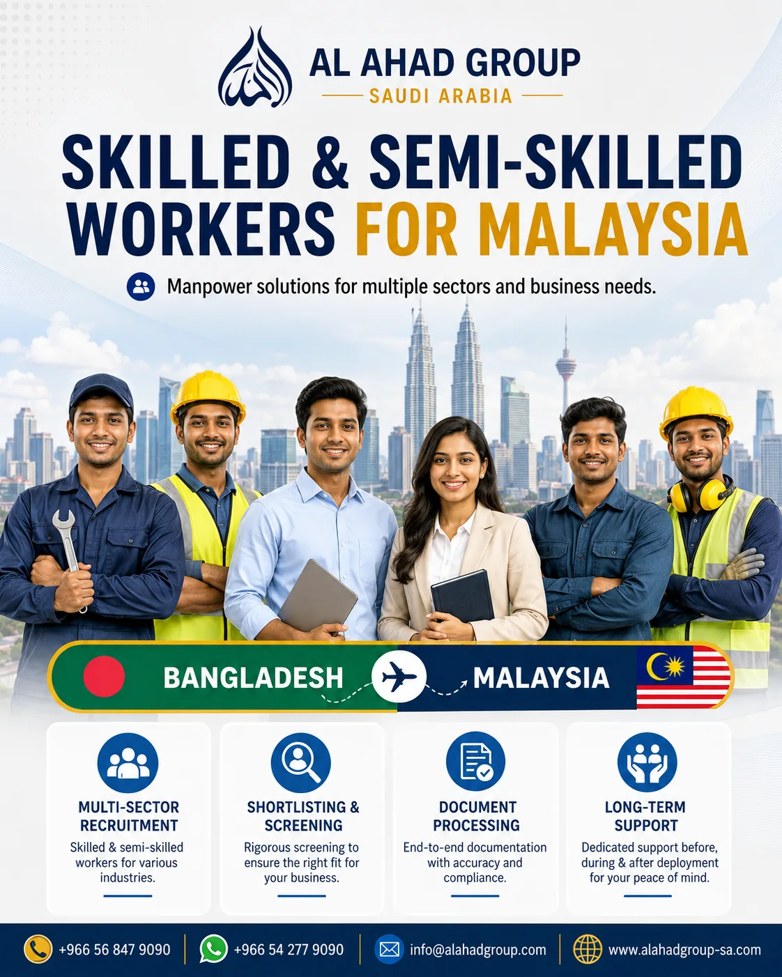 Al Ahad Group graphic for skilled and semi-skilled workers from Bangladesh for Malaysia