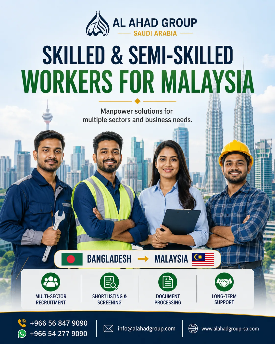 Al Ahad Group graphic for skilled and semi-skilled workers for Malaysia