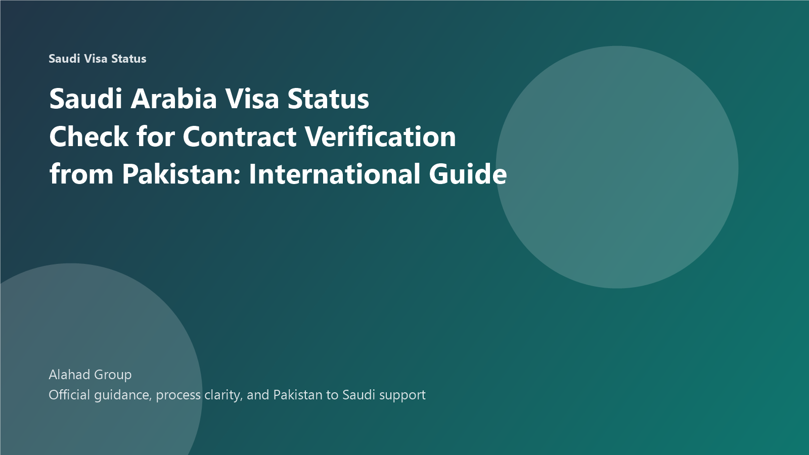 Saudi Arabia Visa Status Check for Contract Verification from Pakistan: International Guide